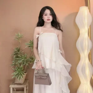 Set áo kèm chân váy Voan tơ nến nhiều lớp lệch tà tiểu thư S71 - Phong cách tiểu thư, mềm mại